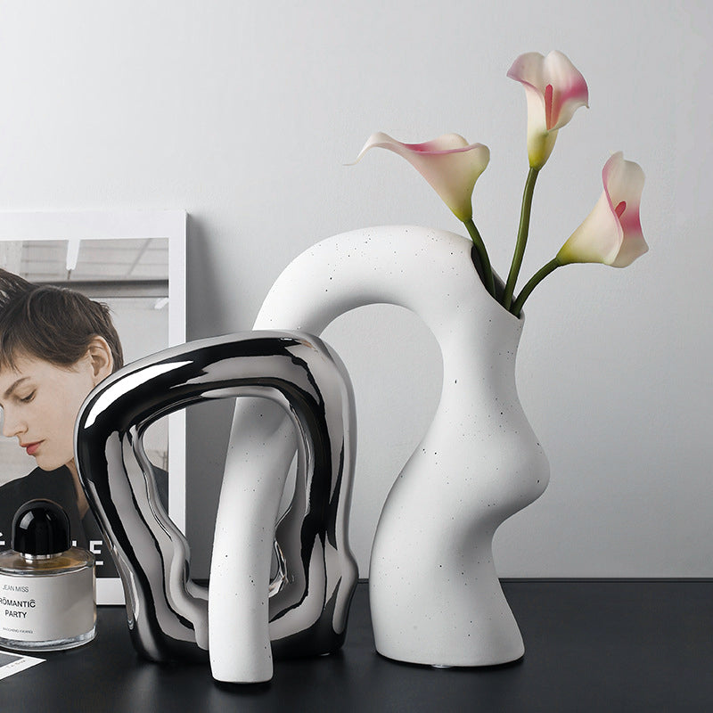 🎨 Premium Ceramic Asymmetrical Vase - Modern Artistic Home Decor for Office, Living Room & Bedroom | Unique Gift Idea 🎁