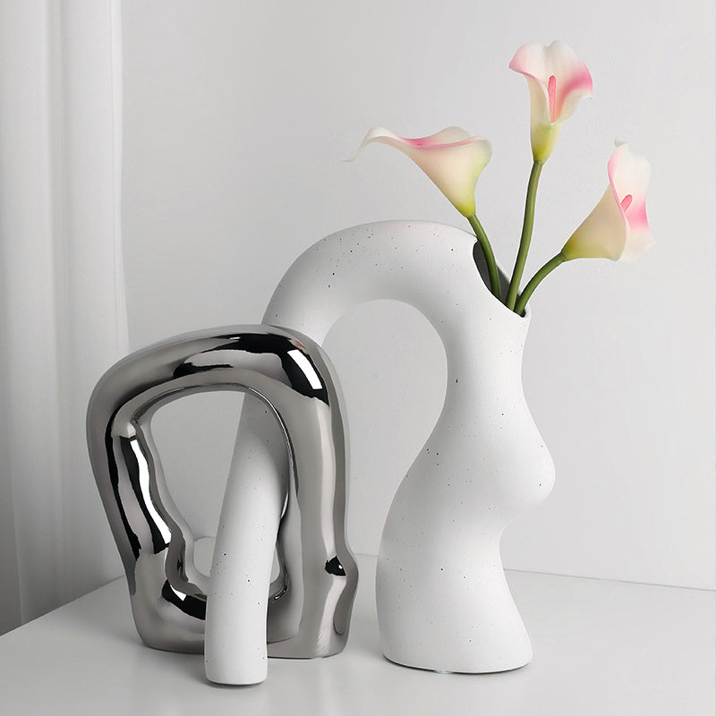 🎨 Premium Ceramic Asymmetrical Vase - Modern Artistic Home Decor for Office, Living Room & Bedroom | Unique Gift Idea 🎁
