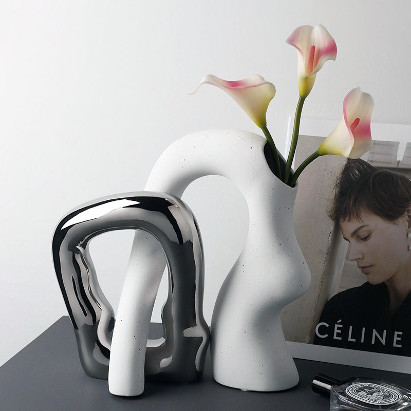 🎨 Premium Ceramic Asymmetrical Vase - Modern Artistic Home Decor for Office, Living Room & Bedroom | Unique Gift Idea 🎁