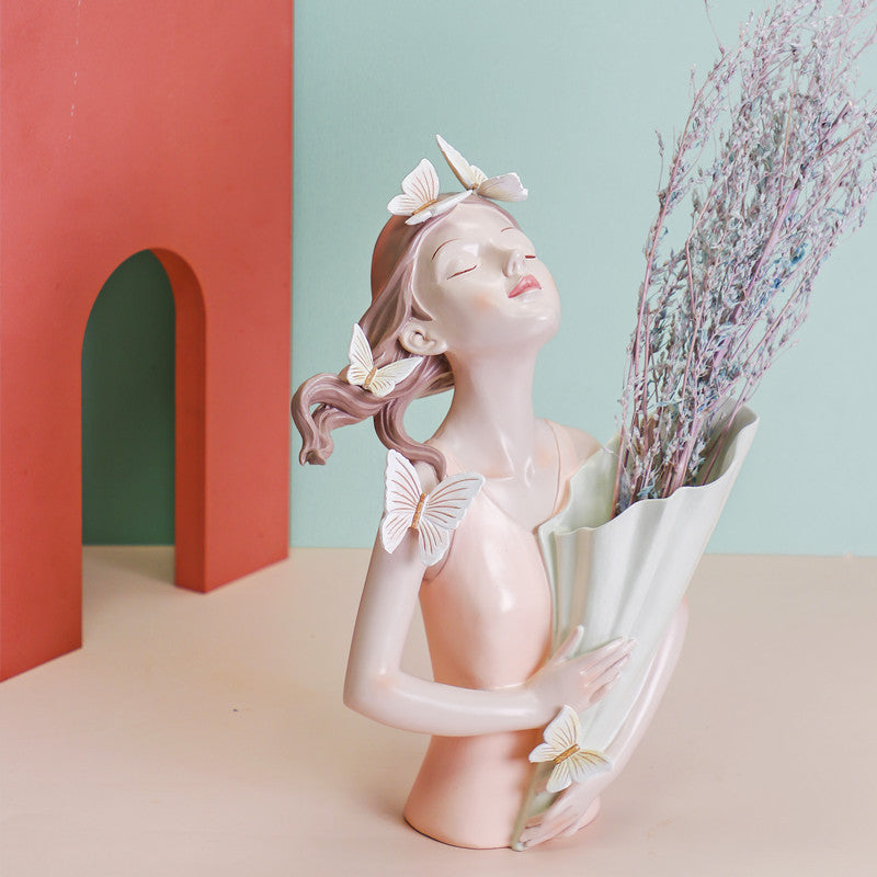 Butterfly - Girl Flower Vase Ornaments: Encounter Romantic Home Decor 💐