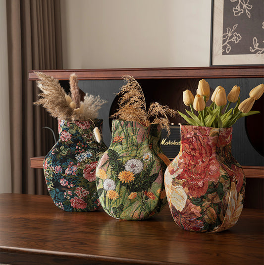 Vintage Jacquard Fabric Vases: Create an Artistic Ambience 🏺
