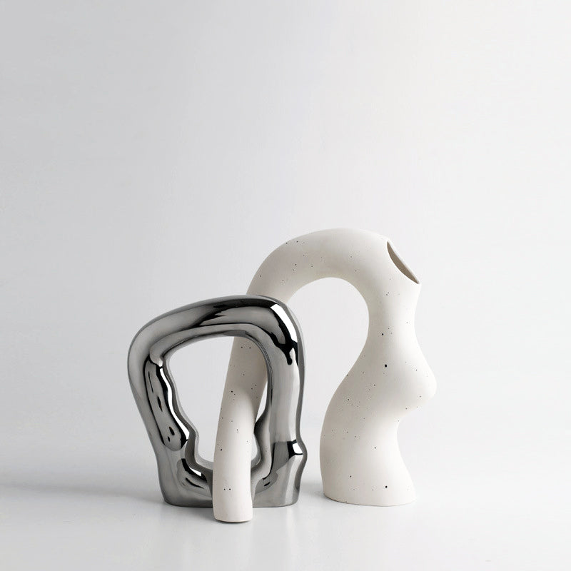 🎨 Premium Ceramic Asymmetrical Vase - Modern Artistic Home Decor for Office, Living Room & Bedroom | Unique Gift Idea 🎁