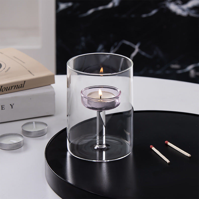Transparent Glass Candlesticks: Illuminate Romantic Moments 🕯️A set of 3 candlesticks.