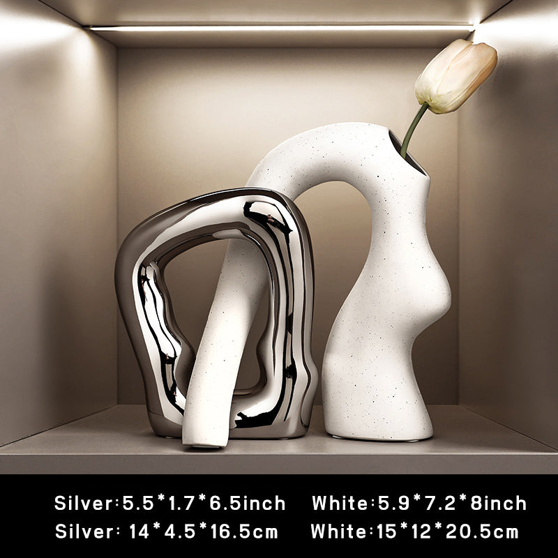 🎨 Premium Ceramic Asymmetrical Vase - Modern Artistic Home Decor for Office, Living Room & Bedroom | Unique Gift Idea 🎁