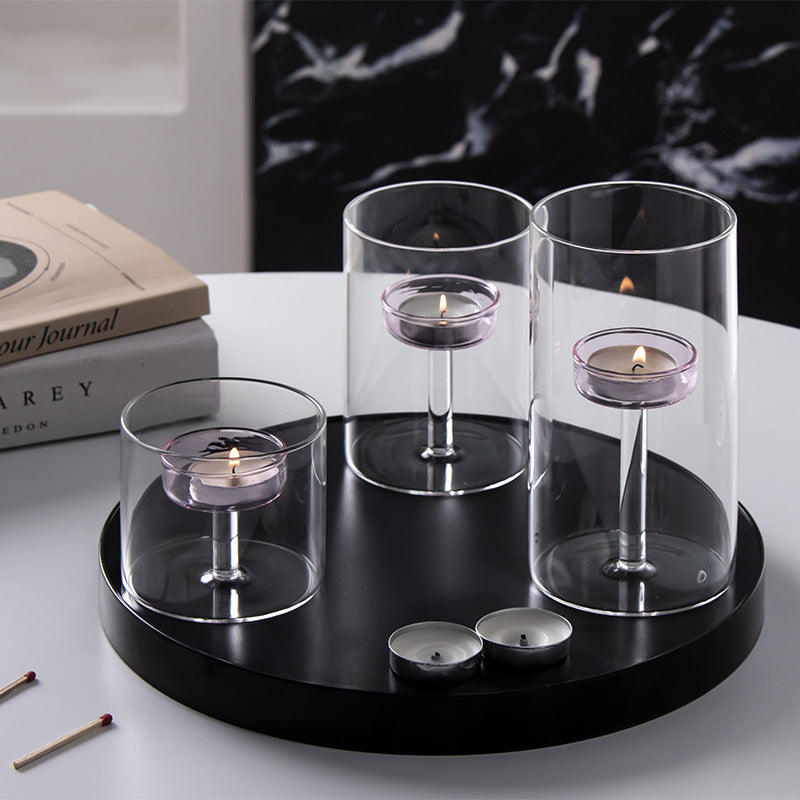 Transparent Glass Candlesticks: Illuminate Romantic Moments 🕯️A set of 3 candlesticks.